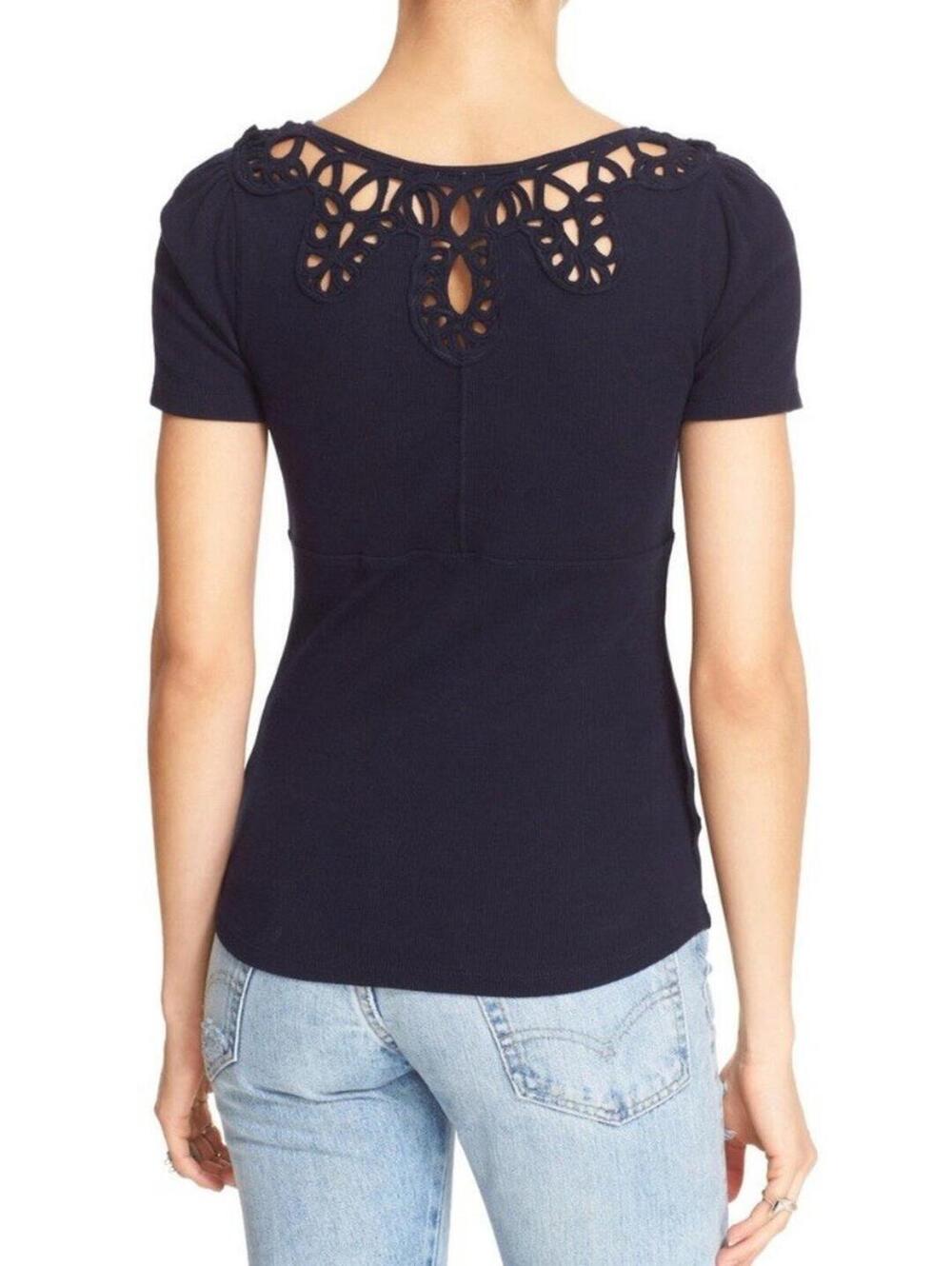 NWT Free People Blast From The Past Macrame Cutout Keyhole Top Indigo L